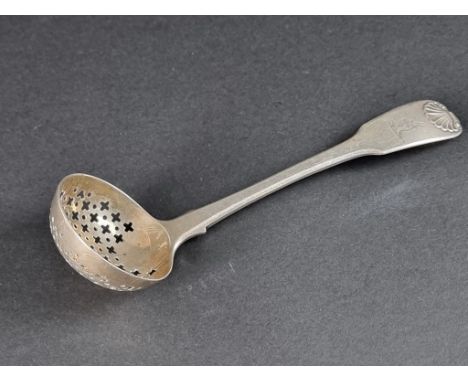 A George III silver fiddle and shell pattern sifter ladle, by&nbsp;William Eley&nbsp;I &amp; William Fearn, London 1815, 16cm