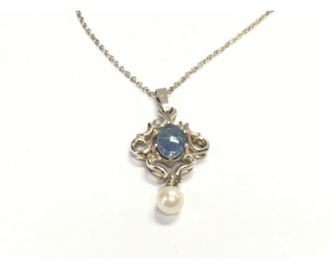 Art nouveau style pearl and opalite necklace. Postage B
