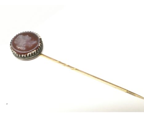A 9 carat gold cameo stick pin, total weight 3.26g. NO RESERVE