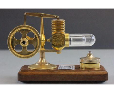 Gold plated Hog Stirling Engine with wooden base
