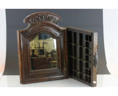 Oak Drawer converted to a Hanging Collector's Shelf plus Small Antique French Rustic Framed Mirror