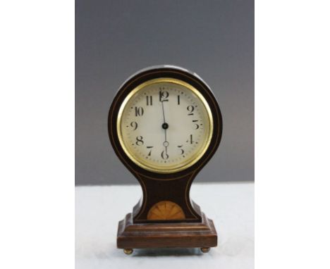 Inlaid Key wind wooden Balloon style Mantle clock circa 1900