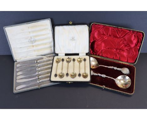 Three boxed cutlery sets to include Silver & Enamel teaspoons