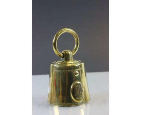 Vintage Campaign style Brass Inkwell with locking lid and marked to front "7 1L"