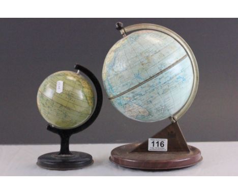 Two vintage Tinplate Globes to include Chad Valley