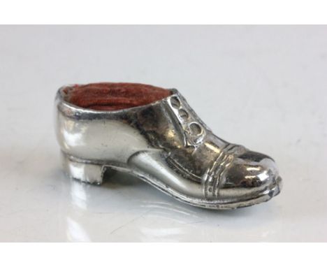 Vintage White Metal ' Shoe ' Pin Cushion