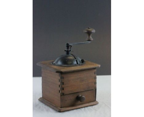 French Wooden and Iron Coffee Grinder