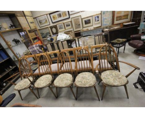 Set of Six Ercol 'Golden Dawn ' Elm Seated Hoop Back Dining Chairs (including Two Carvers )