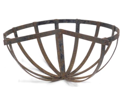 A wrought iron C shaped planter trough hanging, 42cm wide.
