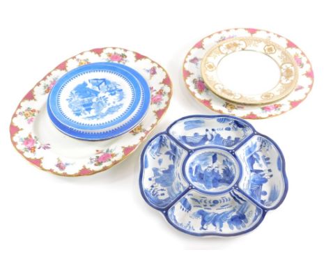 Various china and effects, an Aynsley bone china cabinet plate, 27cm diameter, Chinese blue and white sweet meat dish, other 