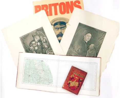 A Mystery of Sea and Sky facsimile reproduction Faulkner prints, an Ordnance Survey atlas of England and Wales in red boards,