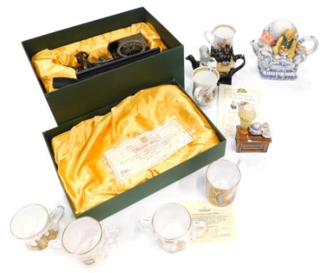 Various Ringtons Tea items, teapot infusion with sewing machine handle, 17cm high, various others, quantity of cups, Ringtons