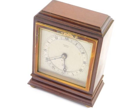 A W Mansell Lincoln mantel clock, with 9cm diameter Roman numeric chapter ring and Elliott London movement, in a stepped maho
