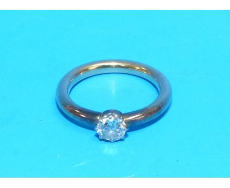 A lady's yellow metal solitaire dress ring set with a brilliant cut diamond approximately 0.4 carat (tests as 18 carat )(ston