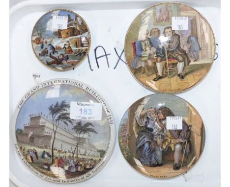 A Prattware pot lid The Grand International Building of 1851, 5¼"; 3 others