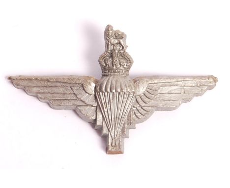 A rare original WWII Second World War British Army ' Parachute Regiment ' economy plastic / bakelite cap badge. Complete with