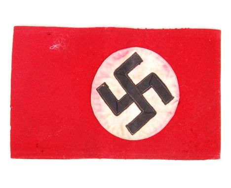 An original WWII Second World War German Army Nazi Third Reich NSDAP Party Members arm band made from red cotton with separat