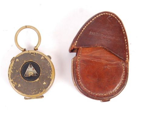 A WWI First World War British military Barnes &amp; Morris of London brass compass with hinged lid, all engraved to the rever