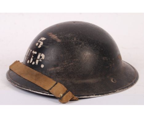 A rare original WWII Second World War steel Brodie helmet - for the No.5 Upper Thames ARP River Patrol section, London. Origi