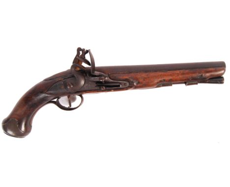A good antique 18th century Sea Service or Light Dragoon flintlock pistol. Lock plate engraved for ' Rawle ' (Rawle &amp; Wil