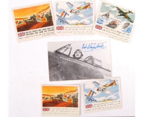 A collection of vintage RAF related ephemera, to include; a postcard autographed by Ace Fighter Pilot ( Battle Of Britain ) B