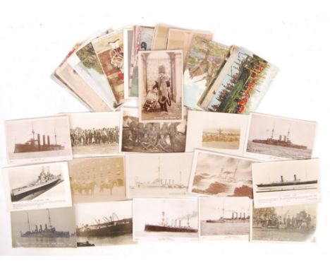 A collection of 40+ early 20th century WWI First World War military postcards to include real photo, comic and painted exampl