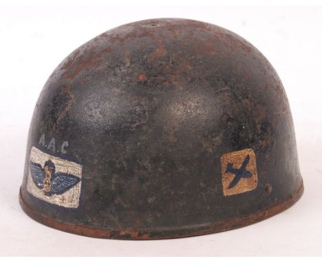A rare WWII Second World War British AAC Army Air Corps uniform helmet for the Glider Regiment. With insignia to both sides a