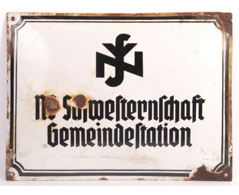A scarce original WWII Second World War era German Third Reich / Nazi Party related enamel sign from the&nbsp;Nationalsoziali