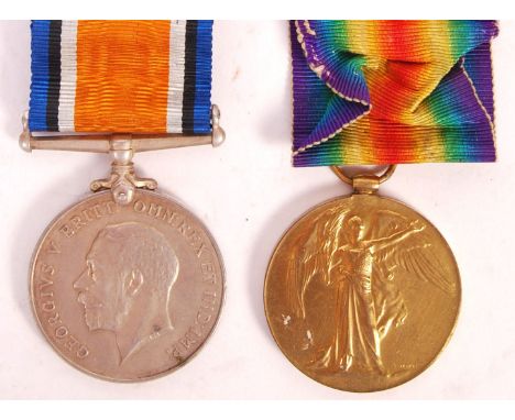 A WWI First World War medal pair awarded to an R4-140523 Private W. J. Palmer of the Army Service Corps ( ASC ). Comprising W