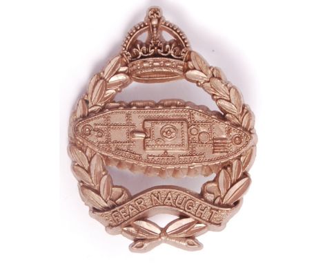 A rare original WWII Second World War British Army Royal Tank Regiment ' economy ' plastic cap badge. Makers marks to rear fo