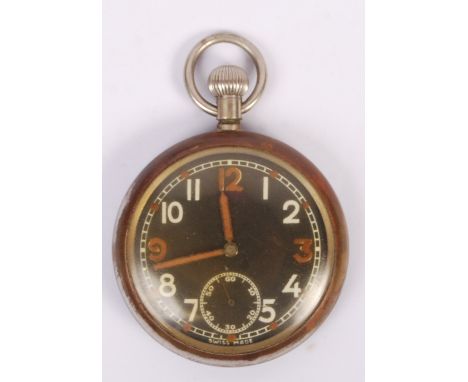 An original WWII Second World War soldiers General Service Temporary Pattern pocket watch having a luminous black dial with A