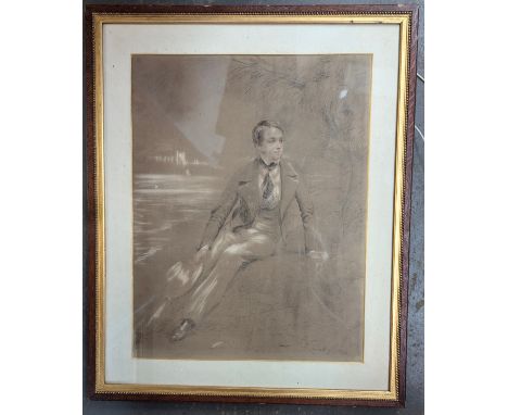 John Linnell (1792-1882), portrait of Arthur Heywood, charcoal heightened in white, signed and dated 1842, 57x44cm main photo