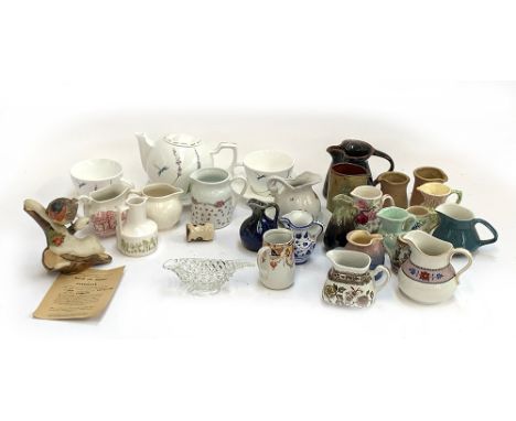 A quantity of ceramics to include a Capodimonte robin; Poole; studio pottery; teapot, cups and saucers etc
