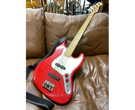 A Fenix by Young Chang red bass guitar, serial no. SNE900592