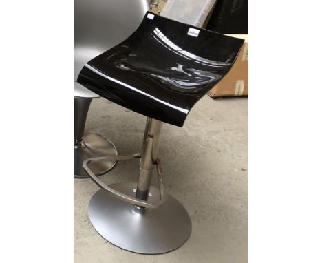A vintage PAM design Archirivolto black acrylic and chrome swivel bar stool