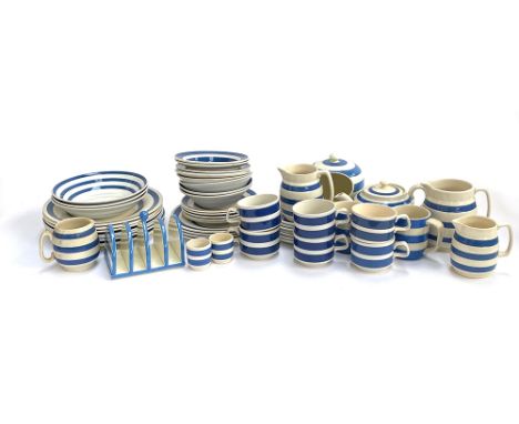 A quantity of Cornish ware blue and white ceramics to include Staffordshire