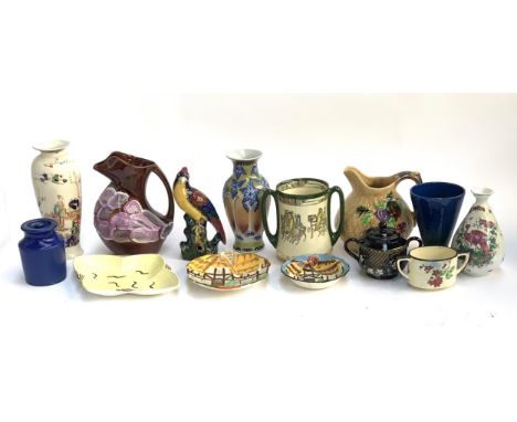 A mixed lot of ceramics to include Royal Doulton 'Canterbury Pilgrims' twin handled vase; Hancock &amp; Son Rubens Ware art d