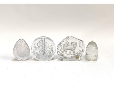 A mid century Walther Glas Solifleur vase designed by Heiner Du Sterhaus, 12cmH; together with a Goebel baboon glass paperwei