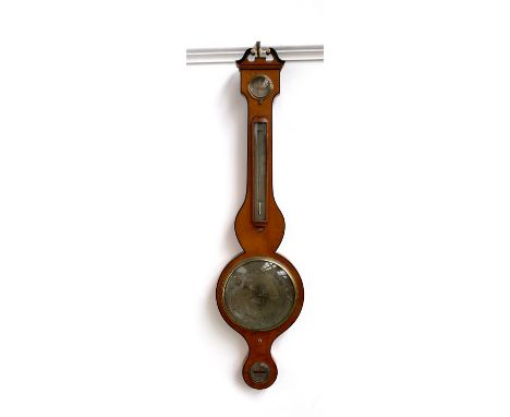 A George IV satinwood banjo barometer, 97cmH