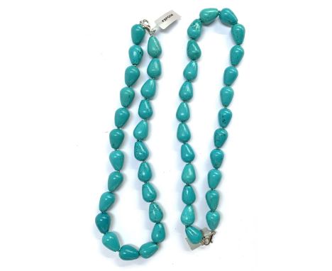 Two turquoise bead necklaces fastening with a 925 silver lobster clasp