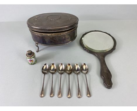 Collection of hallmarked silver items (A/F) to include large silver hinged box (missing a leg) six silver hallmarked teaspoon