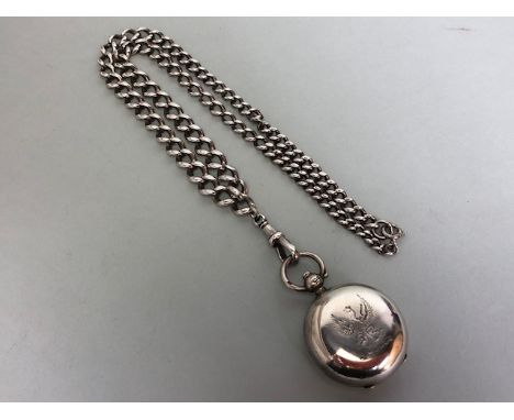 Silver Hallmarked Sovereign pendant case on double graduated silver hallmarked chains (double Albert chains) the sovereign ca