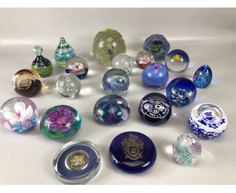 Paperweights, collection of vintage glass paperweights the majority Caithness Scotland, variouse patterns and designs some li