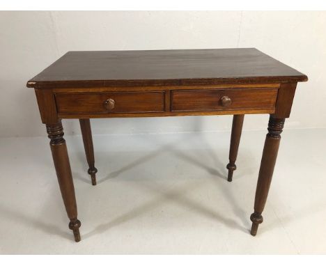 Hall or console table on turned tapering legs, with two drawers