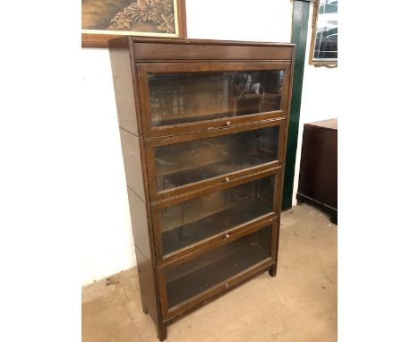 Globe Wernicke style sectional bookcase with makers label to reverse W M Richardson Ltd