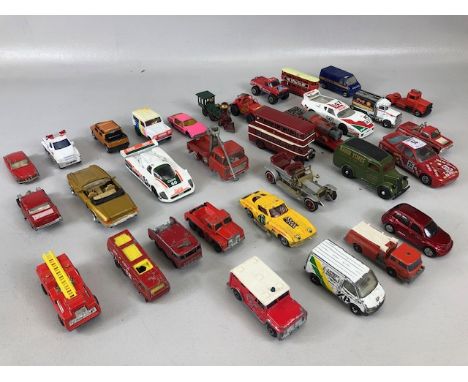 Die cast cars, a quantity of play worn cars and trucks to include examples from Dinky, Corgi and matchbox approximately 32