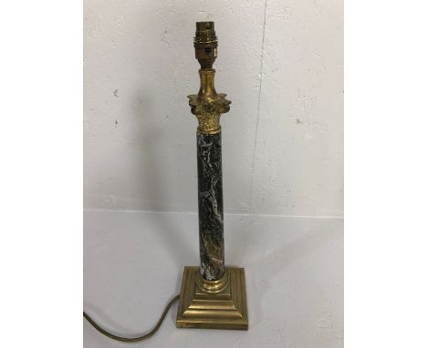 Vintage lighting, table Lamp base in the style of a Corinthian column, polished serpentine stone with gilded brass mounts app