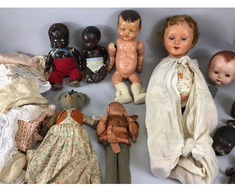 Vintage and antique dolls, collection of baby dolls in composite materials mostly pre 1940, black and white of varying sizes,