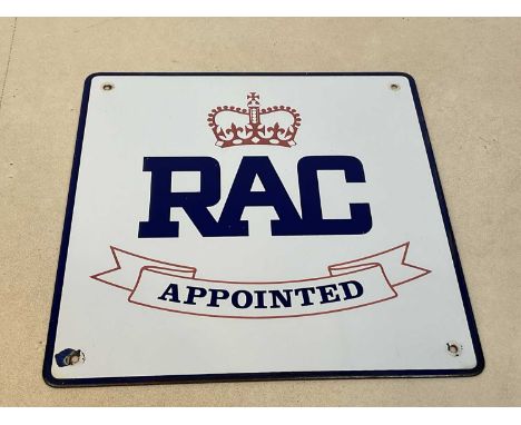 BURNHAM SIGNS; an enamel RAC Appointed square sectioned sign, 33 x 33cm. 