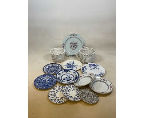 A collection of late 19th early 20th century ceramics, to include various blue and white transfer plates and bowls, a charger